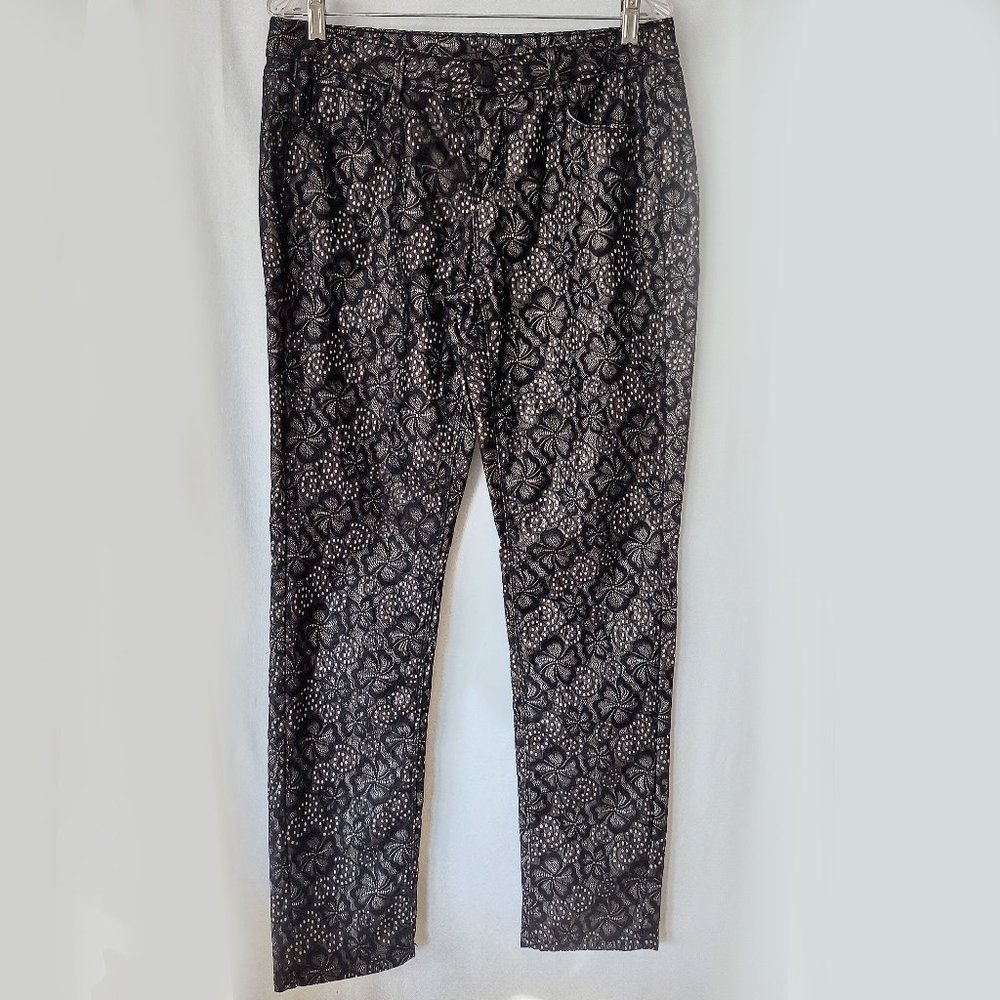 Metaphor Black Lace Sz 10 NWOT Pants Jeans Straight Leg Nude Lining Stretch